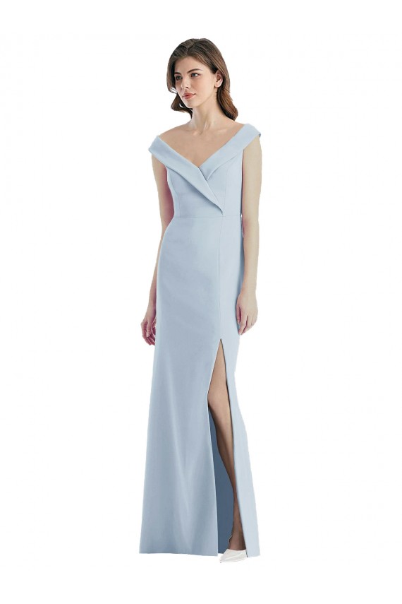 Shop Romantic Off the Shoulder Long Maxi Bridesmaid Dress with Side Slit Ottawa