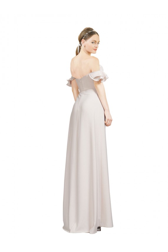 Shop Double Ruffle Flounce Sleeves Formal Crepe Bridesmaid Dress / Prom Dress with Slit Ottawa