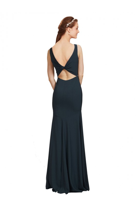 Shop Sleeveless Bateau Neckline Crepe Bridesmaid Dress / Prom Dress with Twist Back Ottawa