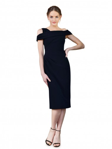 Shop Draped Cross Shoulder Stretch Formal Crepe Cocktail Dress / Homecoming Dress Ottawa