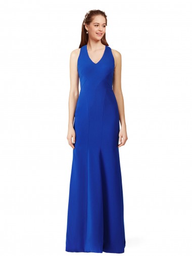 Shop Halter V-Neck Long A-Line Formal Crepe Bridesmaid Dress / Prom Dress Ottawa