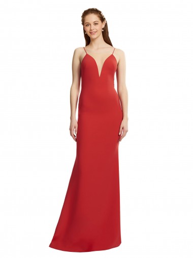 Shop Mermaid Plunging V-Neck Formal Crepe Bridesmaid Dress / Prom Dress with Wide Open Back Ottawa