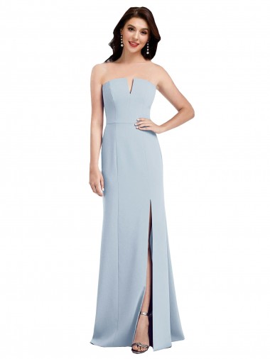 Shop Strapless Notch Crepe Bridesmaid Dress / Prom Dress with Front Slit Ottawa