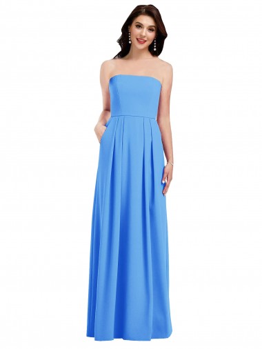 Shop Strapless Pleated Skirt Crepe Bridesmaid Dress / Prom Dress with Pockets Ottawa