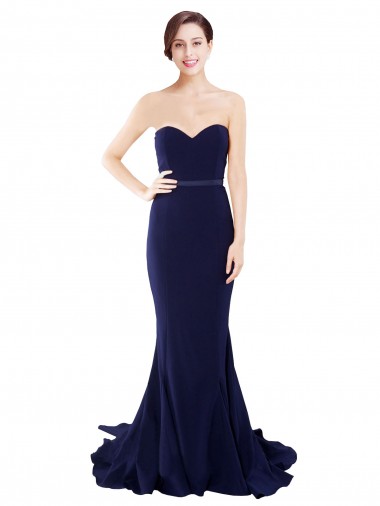 Shop Strapless Sweetheart Neckline Crepe Bridesmaid Dress / Prom Dress with Satin Waistband Ottawa