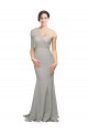 Shop Long Sweep Train Sweetheart Formal Crepe Bridesmaid Dress / Prom Dress with Tulle One Shoulder Ottawa