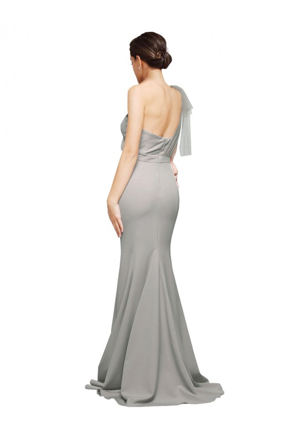 Shop Long Sweep Train Sweetheart Formal Crepe Bridesmaid Dress / Prom Dress with Tulle One Shoulder Ottawa