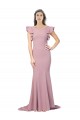Shop Flutter Sleeves Low V-Back High Round Neck Formal Crepe Bridesmaid Dress / Prom Dress Ottawa