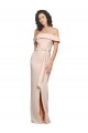 Shop Off the Shoulder Long Formal Crepe Bridesmaid Dress / Prom Dress with Waist Tie and Slit Ottawa