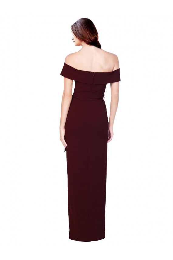 Shop Off the Shoulder Long Formal Crepe Bridesmaid Dress / Prom Dress with Waist Tie Ottawa