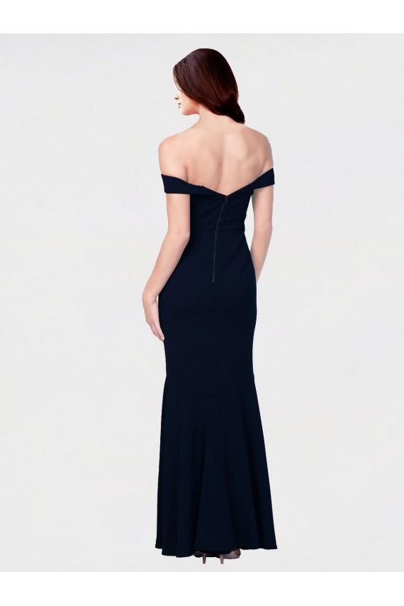 Shop Mermaid Off the Shoulder Long Formal Crepe Bridesmaid Dress / Prom Dress with Low Back Ottawa