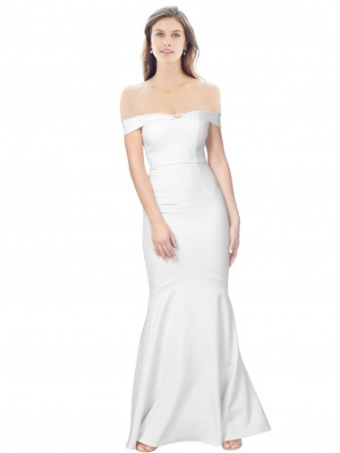 Shop Mermaid Off the Shoulder Long Formal Crepe Bridesmaid Dress / Prom Dress with Low Back Ottawa