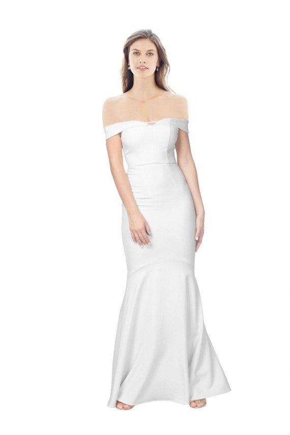 Shop Mermaid Off the Shoulder Long Formal Crepe Bridesmaid Dress / Prom Dress with Low Back Ottawa