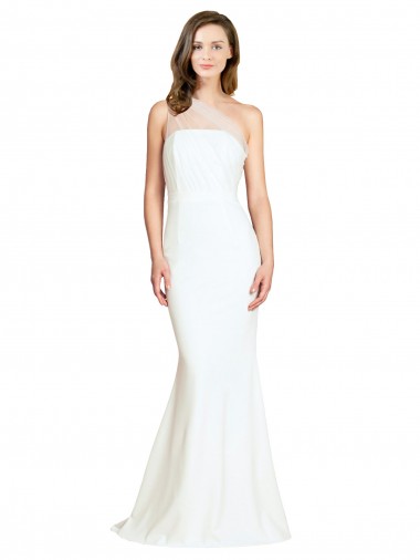 Shop Soft Tulle Shoulder Overlay Mermaid One Shoulder Formal Crepe Bridesmaid Dress Ottawa