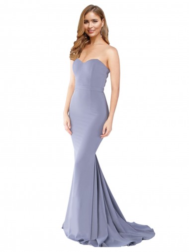 Shop Long Strapless Sweetheart Sweep Train Formal Crepe Bridesmaid Dress / Prom Dress with Low Back Ottawa