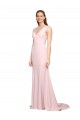 Shop Deep V-Neckline and Back Long Sweep Train Crepe Bridesmaid Dress / Prom Dress with Shoulder Straps Ottawa
