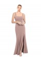 Shop Square Neck Fit and Flare Long Stretch Crepe Bridesmaid Dress / Prom Dress with Side Slit Ottawa