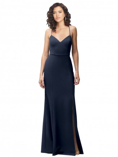 Shop Sweetheart Fit and Flare Stretch Formal Crepe Bridesmaid Dress / Prom Dress with Side Slit and Strappy Back Ottawa