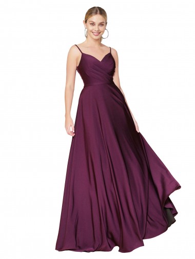 Shop High Neck Spaghetti Straps Long V-Back Formal Crepe Bridesmaid Dress / Prom Dress Ottawa