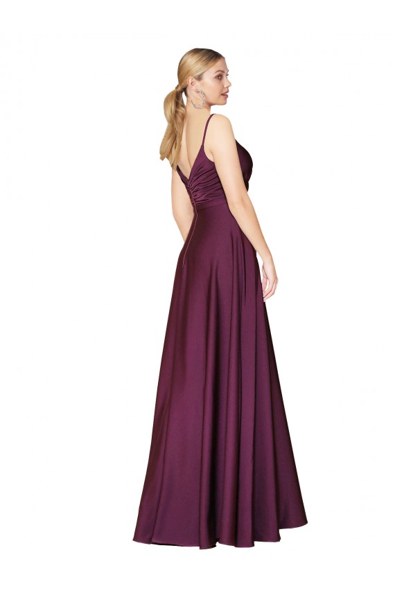 Shop High Neck Spaghetti Straps Long V-Back Formal Crepe Bridesmaid Dress / Prom Dress Ottawa