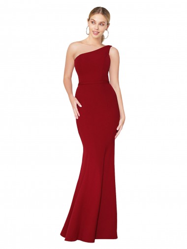 Shop One Shoulder Long High Neck Sleeveless Mermaid Formal Crepe Bridesmaid Dress / Prom Dress Ottawa