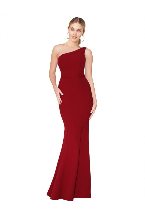 Shop One Shoulder Long High Neck Sleeveless Mermaid Formal Crepe Bridesmaid Dress / Prom Dress Ottawa