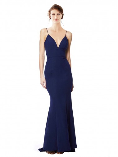 Shop Deep V-Neck Spaghetti Straps Mermaid Formal Crepe Bridesmaid Dress / Prom Dress Ottawa