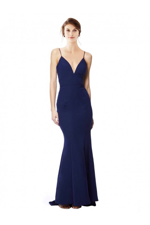 Shop Deep V-Neck Spaghetti Straps Mermaid Formal Crepe Bridesmaid Dress / Prom Dress Ottawa
