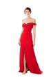 Shop Off the Shoulder Chapel Train Formal Crepe Bridesmaid Dress / Prom Dress with Thigh-High Slit Ottawa