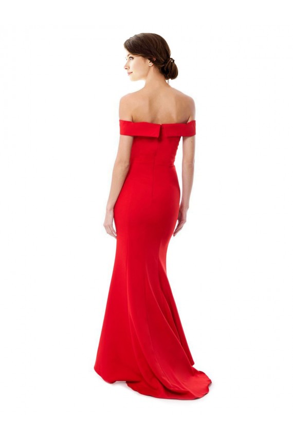 Shop Off the Shoulder Sweetheart Maxi Formal Crepe Bridesmaid Dress / Prom Dress With Thigh Split and Train Ottawa