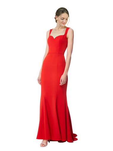 Shop Long Chapel Train Fishtail Maxi Formal Crepe Bridesmaid Dress / Prom Dress with Sweetheart Neckline Ottawa