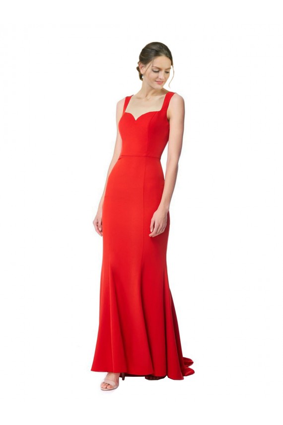 Shop Long Chapel Train Fishtail Maxi Formal Crepe Bridesmaid Dress / Prom Dress with Sweetheart Neckline Ottawa