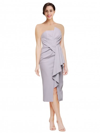 Shop Short Cocktail Length Strapless Formal Crepe Bridesmaid Dress / Prom Dress with Ruffles Ottawa