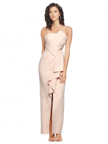 Shop Long Full Length Ruffles Strapless Low Back Crepe Bridesmaid Dress / Prom Dress with Straps Ottawa