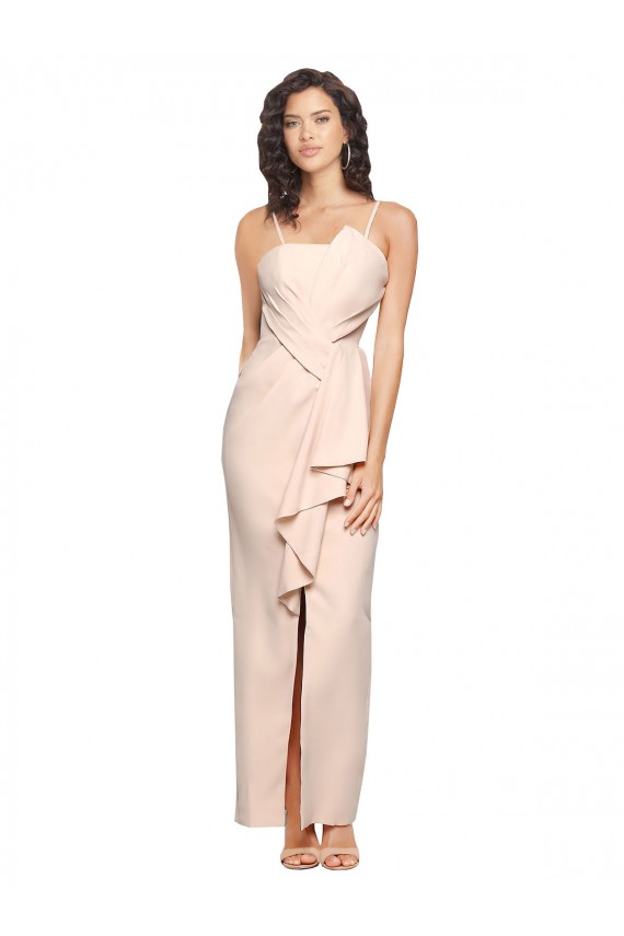 Shop Long Full Length Ruffles Strapless Low Back Crepe Bridesmaid Dress / Prom Dress with Straps Ottawa