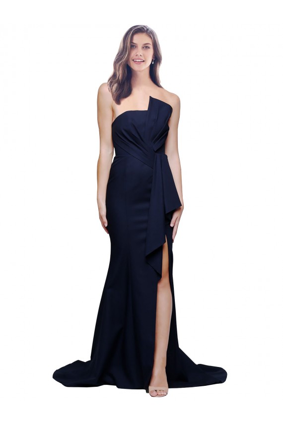 Shop Long Strapless Sweep Train Low Back Crepe Bridesmaid Dress / Prom Dress Ottawa
