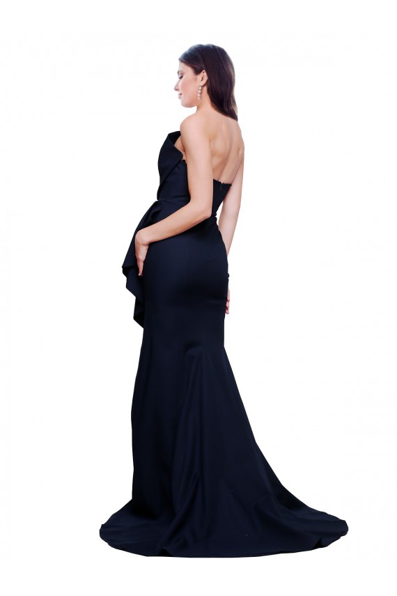 Shop Long Strapless Sweep Train Low Back Crepe Bridesmaid Dress / Prom Dress Ottawa