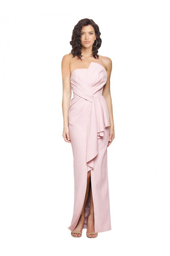 Shop Strapless Long Full Length Ruffles Low Back Formal Crepe Bridesmaid Dress / Prom Dress Ottawa