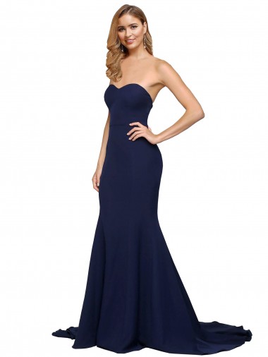 Shop Fit and Flare Sweetheart Long Formal Crepe Bridesmaid Dress / Prom Dress with Sweep Train Ottawa
