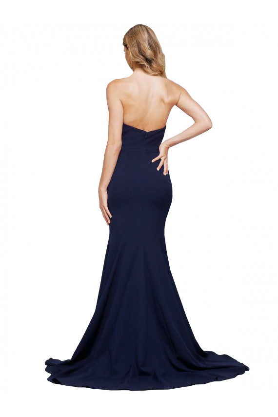 Shop Fit and Flare Sweetheart Long Formal Crepe Bridesmaid Dress / Prom Dress with Sweep Train Ottawa