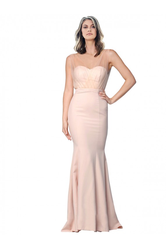 Shop Full Length Sweetheart Formal Crepe Bridesmaid Dress / Prom Dress with Tulle Overlay Ottawa