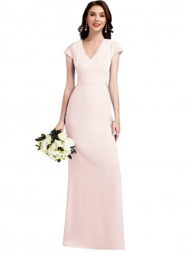 Shop Cap Sleeve A-Line Formal Crepe Bridesmaid Dress / Prom Dress with Pockets Ottawa