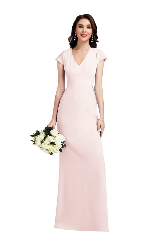 Shop Cap Sleeve A-Line Formal Crepe Bridesmaid Dress / Prom Dress with Pockets Ottawa