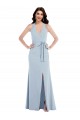 Shop Open Back Halter Maxi Formal Crepe Bridesmaid Dress / Prom Dress with Draped Bow Ottawa
