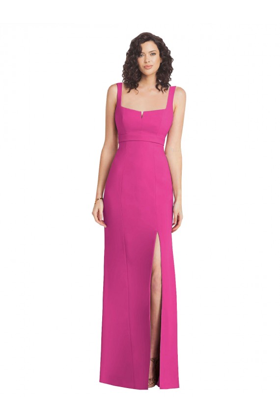 Shop Wide Strap Notch Empire Waist Bridesaid Dress with Front Slit Ottawa