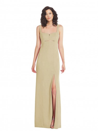 Shop Wide Strap Slash Cutout Empire Formal Crepe Bridesmaid Dress / Prom Dress with Front Slit Ottawa