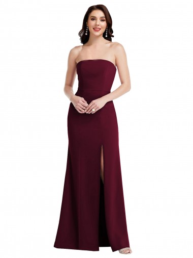 Shop Strapless Crepe Maxi Bridesmaid Dress / Prom Dress with Front Slit Ottawa