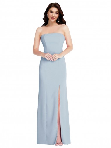 Shop Strapless Scoop Back Maxi Formal Crepe Bridesmaid Dress / Prom Dress with Front Slit Ottawa