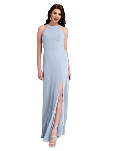 Shop Fit and Flare High Neck Formal Crepe Bridesmaid Dress / Prom Dress with Side Slit Ottawa
