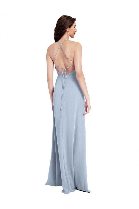 Shop Fit and Flare High Neck Formal Crepe Bridesmaid Dress / Prom Dress with Side Slit Ottawa